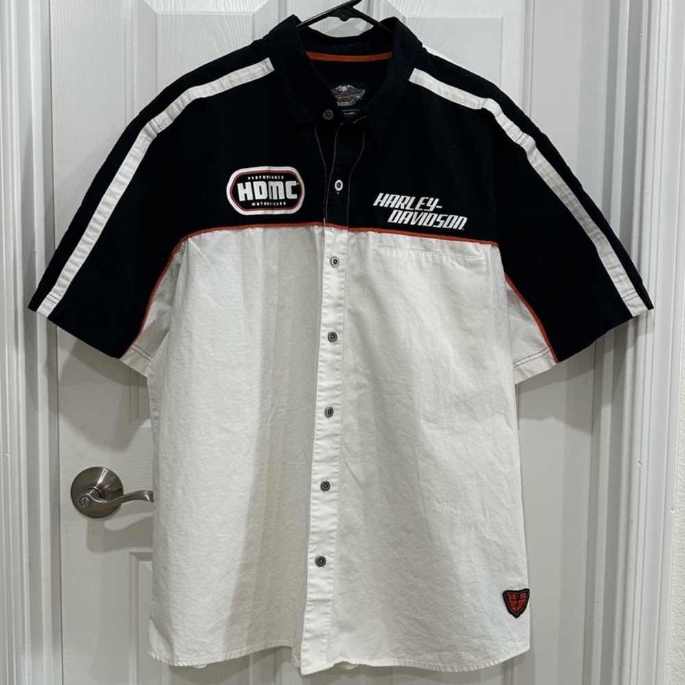 2012 Harley-Davidson Men's Black and White Button Down Shirt